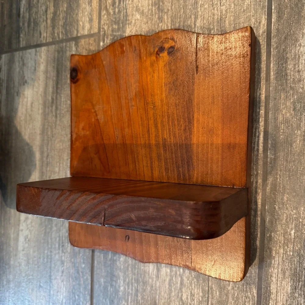Rustic Farmhouse Small Vintage Handmade Pine Wood Wall‎ Floating Trinket Shelf